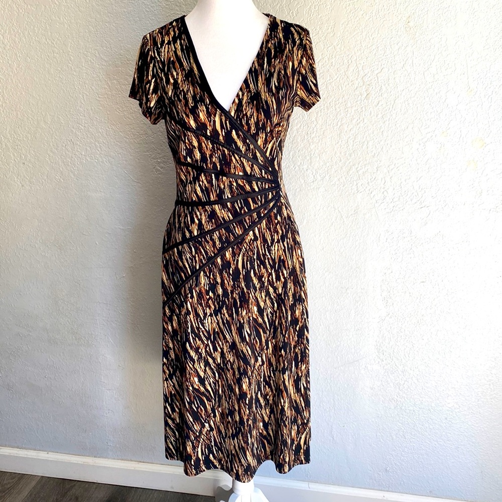 Dress  Barn Black Brown Cream Dress Size 8